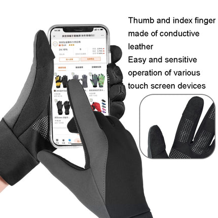 Touch Screen Anti-slip Waterproof Outdoor Sports Warm Cycling Gloves, Size: XL(Black)-garmade.com