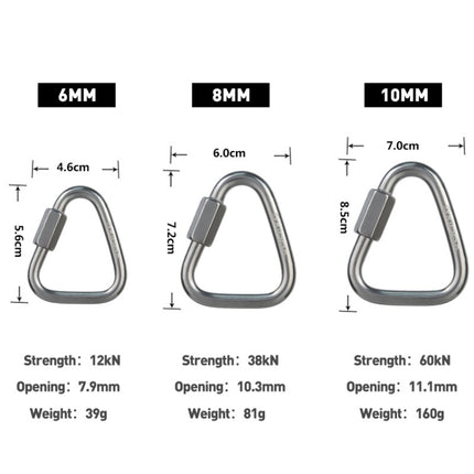 Xinda Stainless Steel Triangle Connecting Ring Meilong Lock Rock Climbing Equipment 8mm-garmade.com