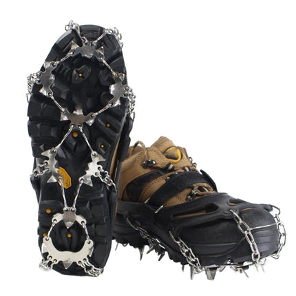 24 Teeth Outdoor Snow Anti-slip Ice Claws 201 Stainless Steel Anti-slip Shoe Cover, Size: L(Black)-garmade.com