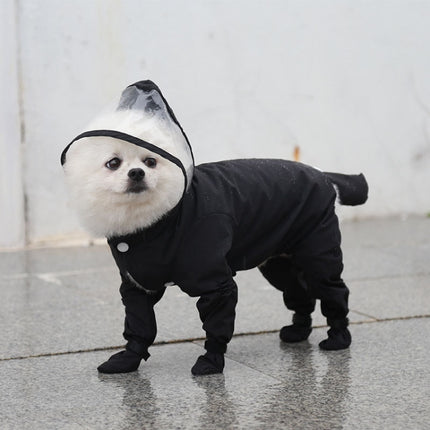 All-inclusive Pet Four-leg One-piece Outdoor Waterproof Raincoat, Size: S(Black)-garmade.com