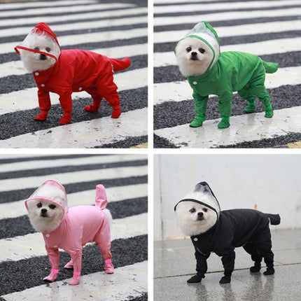 All-inclusive Pet Four-leg One-piece Outdoor Waterproof Raincoat, Size: XL(Pink)-garmade.com