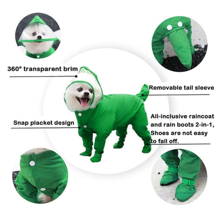 All-inclusive Pet Four-leg One-piece Outdoor Waterproof Raincoat, Size: M(Green)-garmade.com