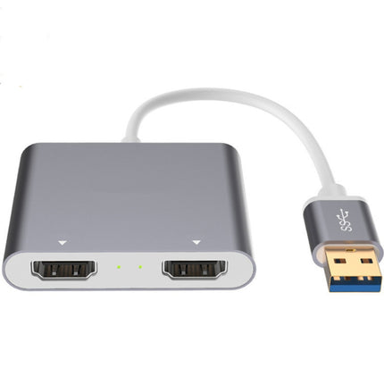 USB 3.0 To Dual HDMI High Definition Converter 4K USB Same Screen Extender(Grey)-garmade.com