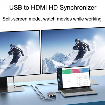 USB 3.0 To Dual HDMI High Definition Converter 4K USB Same Screen Extender(Grey)-garmade.com
