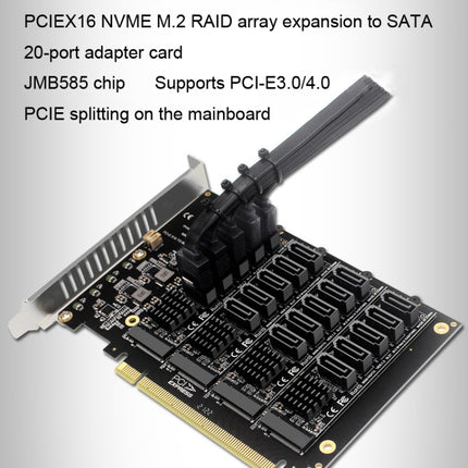 PCIEX16 NVME M.2 RAID Array Expansion SATA 20 Port Transfer Card-garmade.com