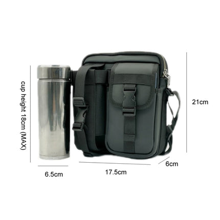 8 Inch Leather Shoulder Mobile Phone Messenger Bag Casual Water Bottle Bag(Black)-garmade.com