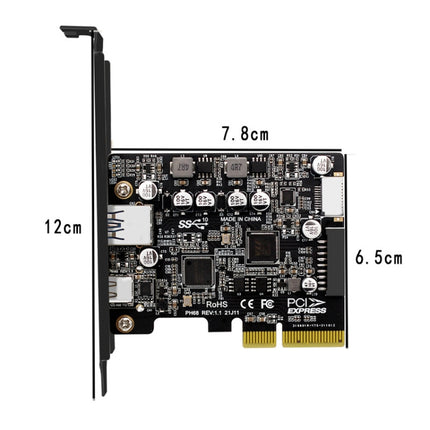 PCIE 3.0 To USB 3.2 Extension Card Type-C Port Front Type-E Expansion Riser Card(PH68)-garmade.com