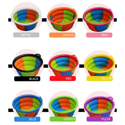 Silicone Folding Outfit Portable Travel Bowl Dog Feeder Water Food Dog Bowl Container(Purple)-garmade.com