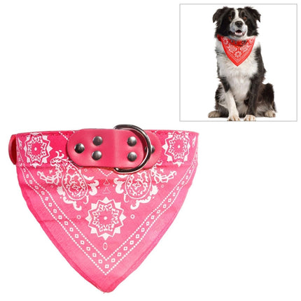 Adjustable Dog Bandana Leather Printed Soft Scarf Collar Neckerchief for Puppy Pet, Size:L(Magenta)-garmade.com