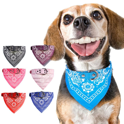 Adjustable Dog Bandana Leather Printed Soft Scarf Collar Neckerchief for Puppy Pet, Size:L(Magenta)-garmade.com