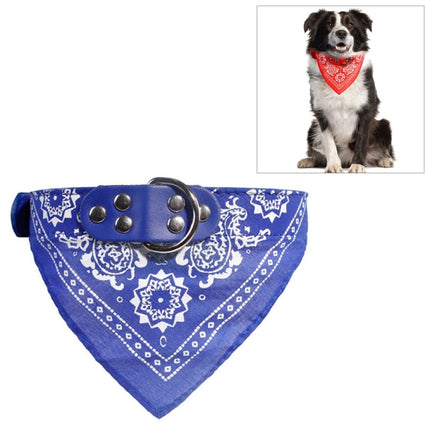 Adjustable Dog Bandana Leather Printed Soft Scarf Collar Neckerchief for Puppy Pet, Size:M(Blue)-garmade.com
