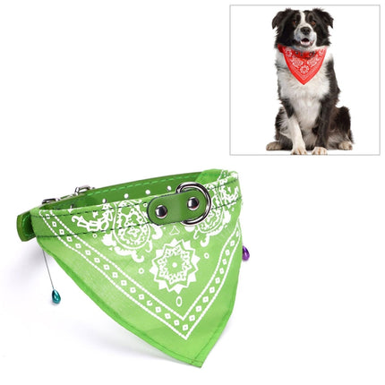 Adjustable Dog Bandana Leather Printed Soft Scarf Collar Neckerchief for Puppy Pet, Size:M(Green)-garmade.com