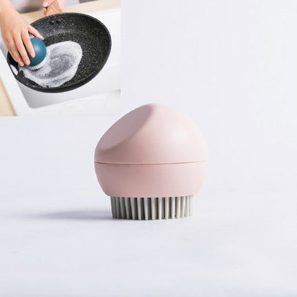 Spherical Stand Pot Brush Kitchen Silicone Cleaning Brush Household Decontamination Brush(Cherry Pink)-garmade.com