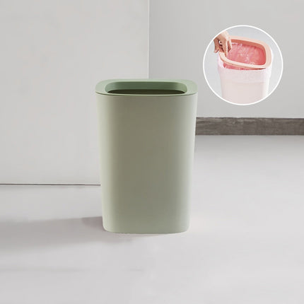 Living Room Household Large Kitchen Bathroom Trash Can with Press-ring(Green)-garmade.com