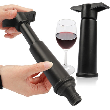 Red Wine Vacuum Pump Freshener Silicone Wine Stopper Set, Specification:Black Pump Three-piece Box-garmade.com