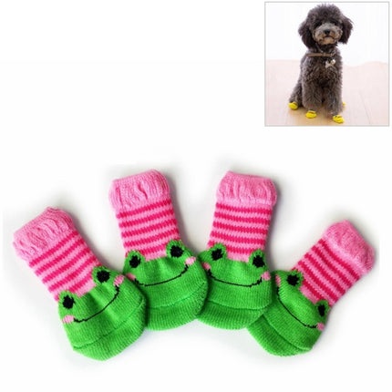 2 Pairs Cute Puppy Dogs Pet Knitted Anti-slip Socks, Size:S (Frog)-garmade.com