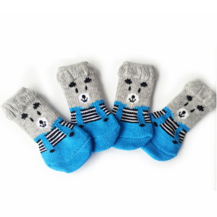 2 Pairs Cute Puppy Dogs Pet Knitted Anti-slip Socks, Size:S (Bear)-garmade.com