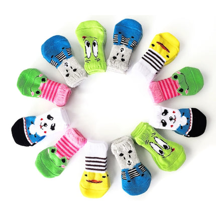 2 Pairs Cute Puppy Dogs Pet Knitted Anti-slip Socks, Size:L (Green Eyes)-garmade.com