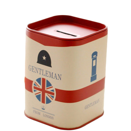 10 PCS Personalise Square Piggy Bank Logbook Series Tin Plate Box Money Saving Pot Coin Box(Flag Red)-garmade.com