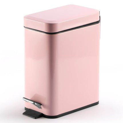 Household Stainless Steel Foot Pedal Small Rectangular Trash Can(Pink)-garmade.com