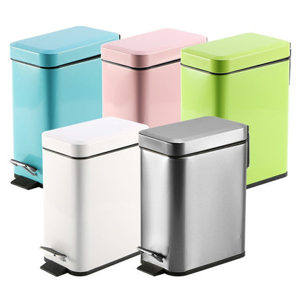 Household Stainless Steel Foot Pedal Small Rectangular Trash Can(Pink)-garmade.com