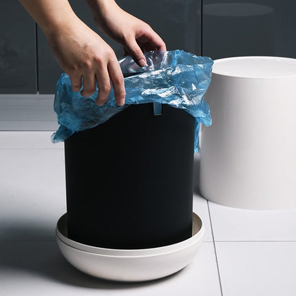 Household Plastic Push-type Spring-Cover Garbage Storage Bucket(White)-garmade.com