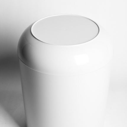Household Plastic Push-type Spring-Cover Garbage Storage Bucket(White)-garmade.com