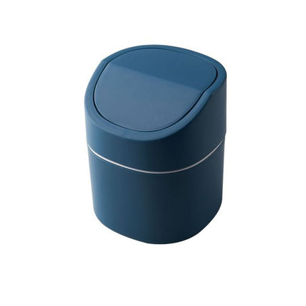 Household Mini Desktop Trash Can Covered Debris Storage Cleaning Cylinder Box, Style:Flip Lip(Blue)-garmade.com