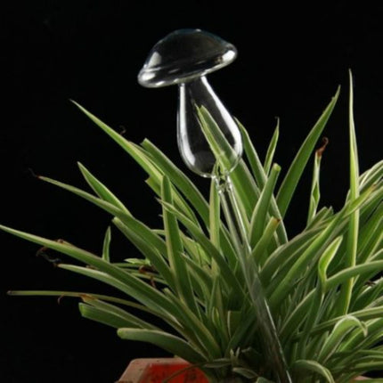 Mushroom Shape House Plants Flowers Water Feeder Automatic Self Watering Clear Glass Devices(Transparent)-garmade.com
