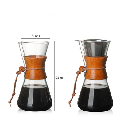 Heat Resistant Glass Coffee Pot Convenient Hand Made Pot, Specification:600ml Coffee Pot with Strainer-garmade.com
