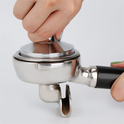 Stainless Steel Solid Wood Handle Integrated Coffee Powder, Specification:57.5mm, Color:Stainless Steel Detachable Handle-garmade.com