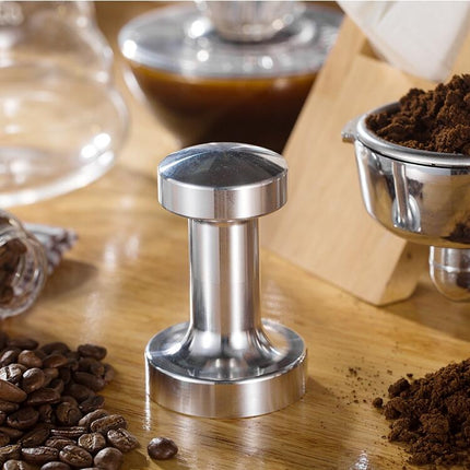 Stainless Steel Solid Wood Handle Integrated Coffee Powder, Specification:57.5mm, Color:Aluminum Integration-garmade.com
