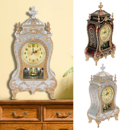 Alarm Clock Vintage Clock Classical Royalty Sitting Room TV Cabinet Desk Imperial Furnishing Creative Sit Pendulum Clock(White)-garmade.com