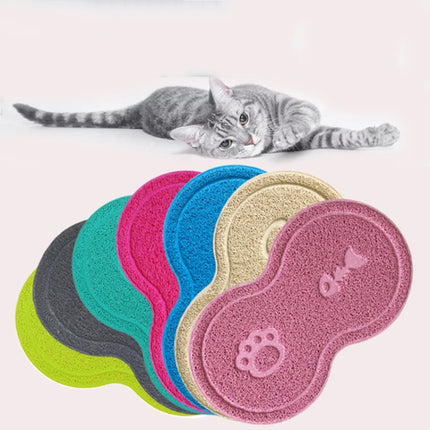 Lovely PVC Cat Litter Mat Eight-shaped Anti-skid Placemat Pet Supplies(Lake Blue)-garmade.com