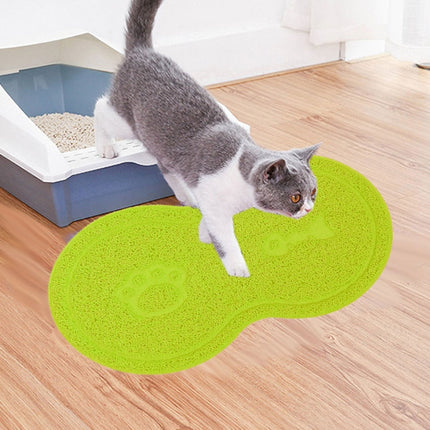 Lovely PVC Cat Litter Mat Eight-shaped Anti-skid Placemat Pet Supplies(Yellow Green)-garmade.com
