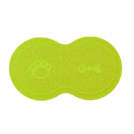 Lovely PVC Cat Litter Mat Eight-shaped Anti-skid Placemat Pet Supplies(Yellow Green)-garmade.com