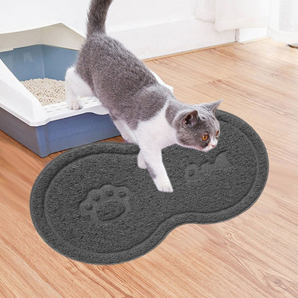 Lovely PVC Cat Litter Mat Eight-shaped Anti-skid Placemat Pet Supplies(Gray)-garmade.com