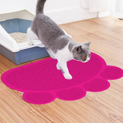PVC Claw Shaped Cat Litter Mat Pet Placemat Anti-skid Floor Mat Pet Supplies(Rose Red)-garmade.com