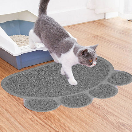 PVC Claw Shaped Cat Litter Mat Pet Placemat Anti-skid Floor Mat Pet Supplies(Gray)-garmade.com