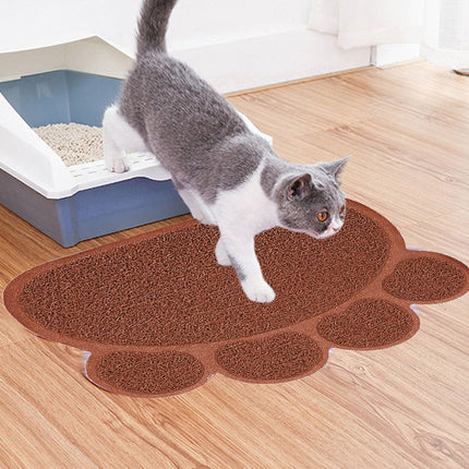 PVC Claw Shaped Cat Litter Mat Pet Placemat Anti-skid Floor Mat Pet Supplies(Coffee)-garmade.com