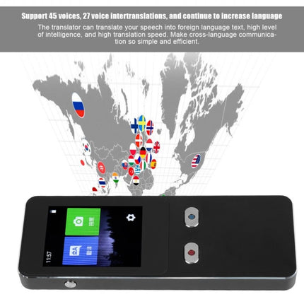T9+ Portable WIFI Smart Voice Translator Smart Business Travel Real Time AI Translator Translation Machine 27 Languages Translator (Black)-garmade.com