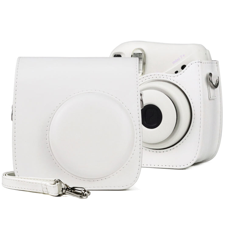 Retro Full Body PU Leather Case Camera Bag with Strap for FUJIFILM instax mini 7+ (White)
