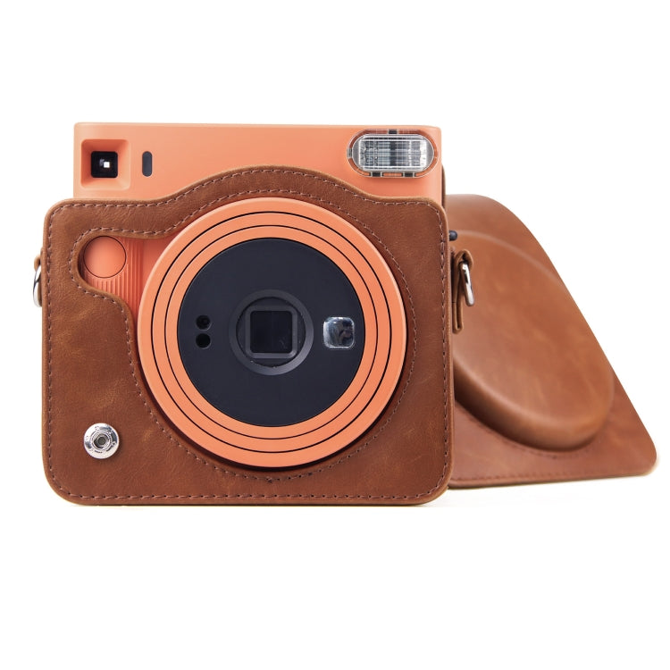 Full Body PU Leather Case Camera Bag with Strap for FUJIFILM instax Square SQ1 (Brown)