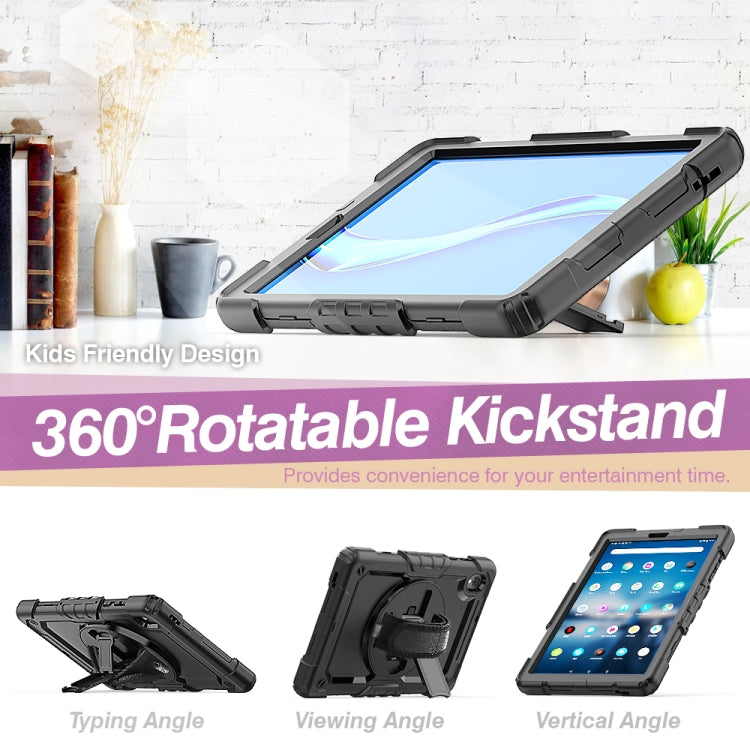 For Lenovo Tab M10 HD TB-X306X Shockproof Colorful Silicone PC Protective Tablet Case with Holder Shoulder Strap Hand Strap(Black)