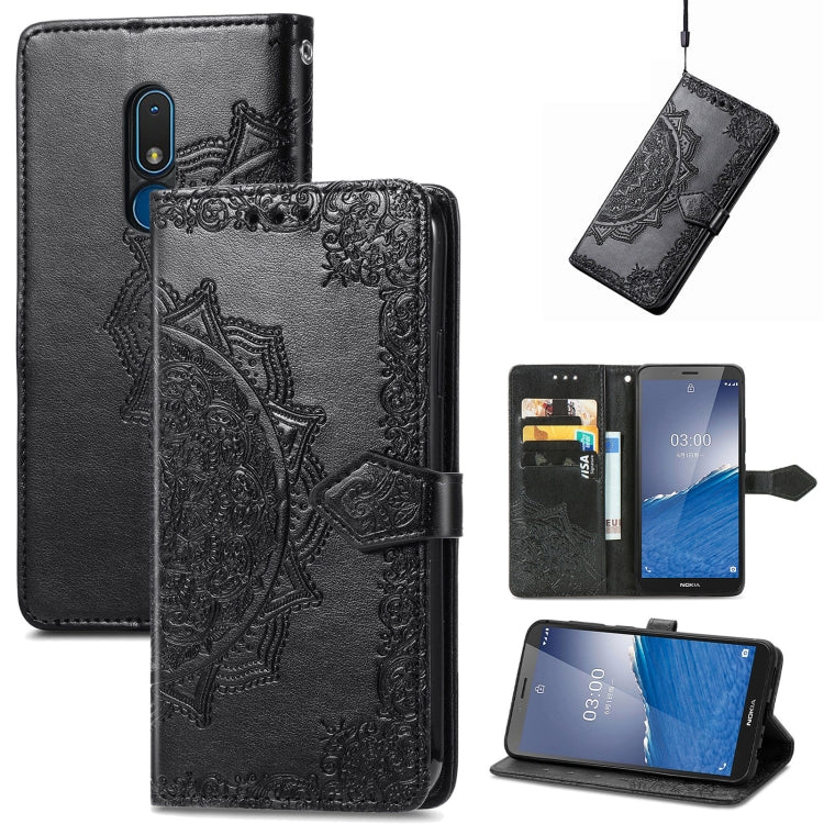 For Nokia C3 Mandala Flower Embossed Leather Phone Case(Black) – Garmade For Nokia C3 Mandala Flower Embossed Leather Phone Case(Black) – Garmade