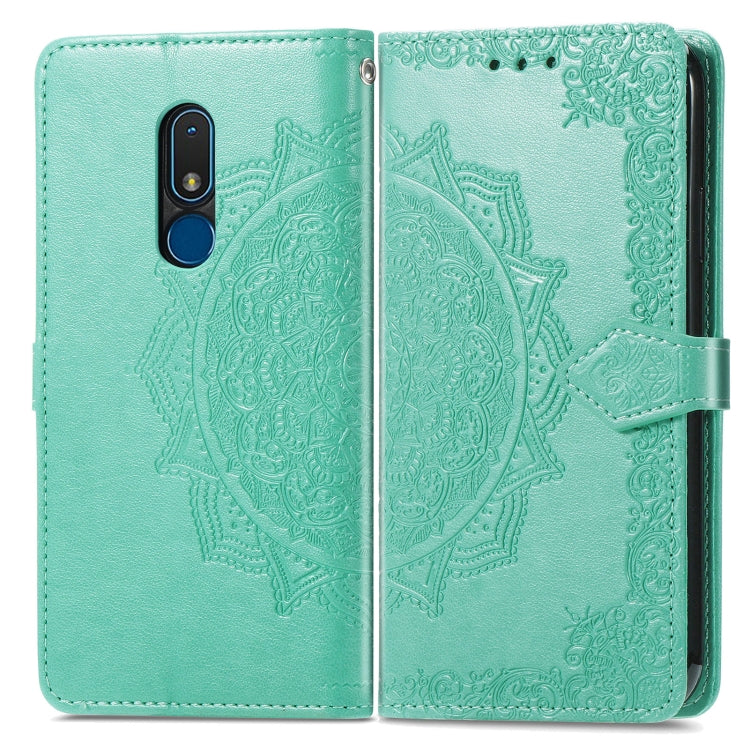 For Nokia C3 Mandala Flower Embossed Leather Phone Case(Green) Garmade For Nokia C3 Mandala Flower Embossed Leather Phone Case(Green) Garmade
