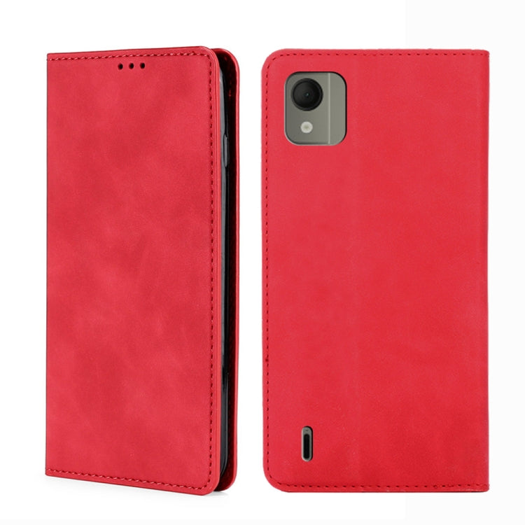 For Nokia C110 4G Skin Feel Magnetic Leather Phone Case(Red) – Garmade For Nokia C110 4G Skin Feel Magnetic Leather Phone Case(Red) – Garmade