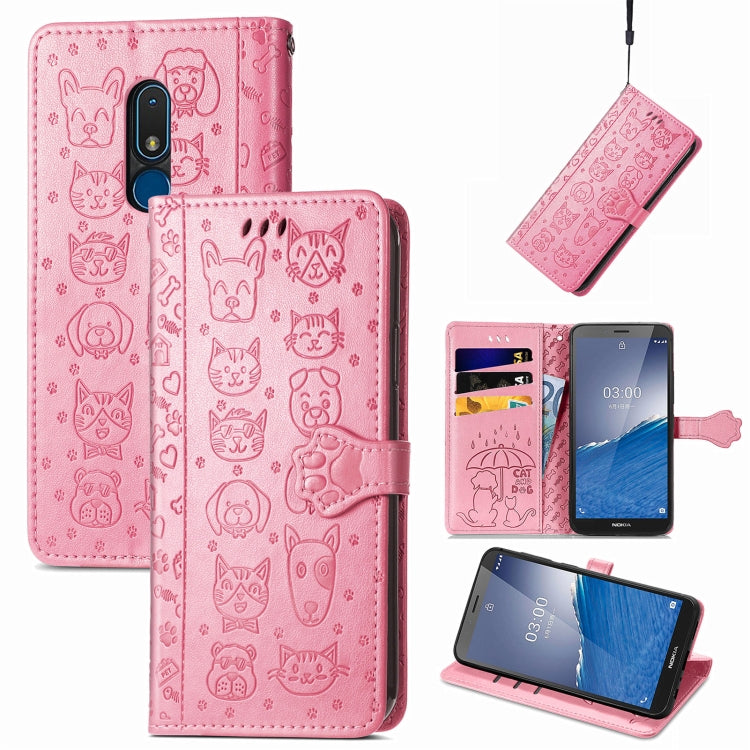 For Nokia C3 Cute Cat and Dog Embossed Flip Leather Phone Case(Pink) – Garmade For Nokia C3 Cute Cat and Dog Embossed Flip Leather Phone Case(Pink) – Garmade