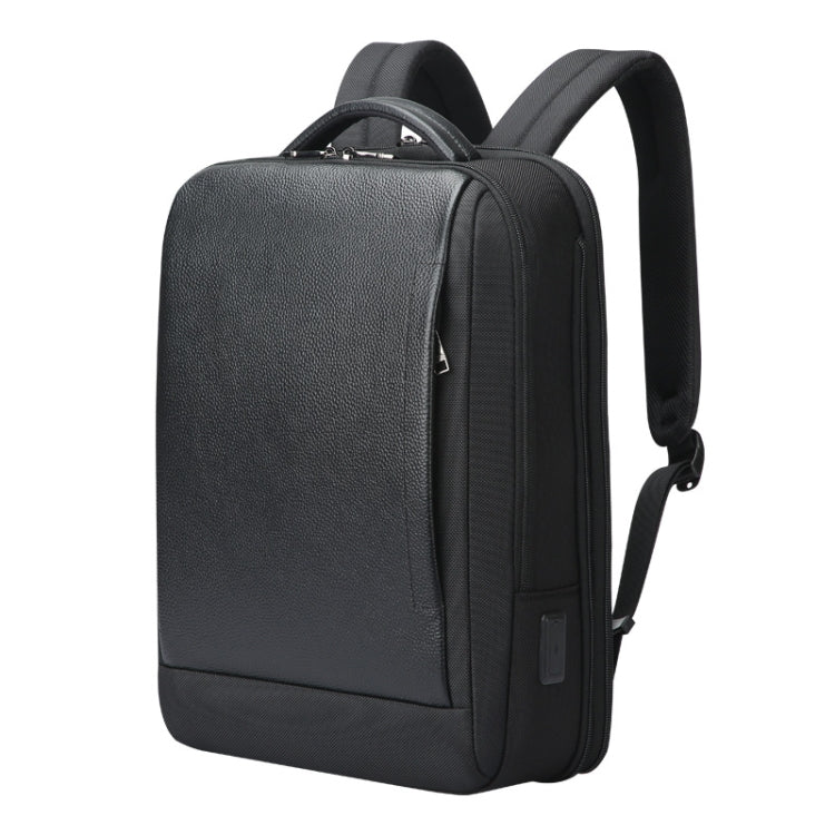 bopai leather backpack Bopai AL-61-122631B Large Capacity Cowhide Laptop Backpack With USB+Ty – Garmade