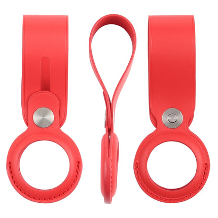 Anti-scratch PU Leather Case Cover with Hang Loop for AirTag(Red)-garmade.com